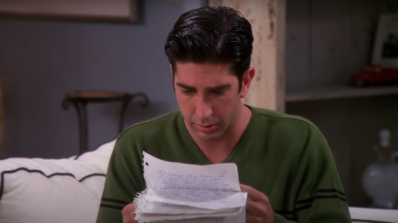Ross reads Rachel's letter in "Friends"