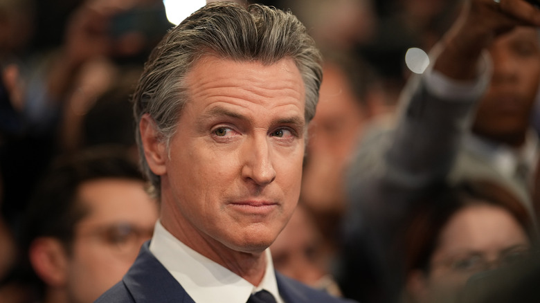 Gavin Newsom with creased forehead