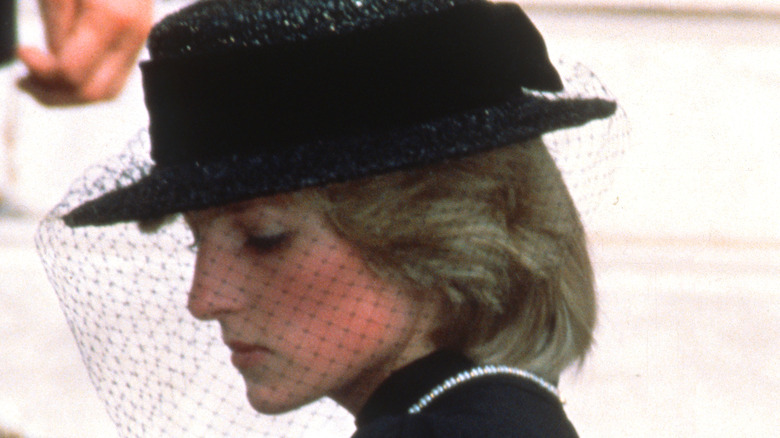 Princess Diana arrives at the funeral