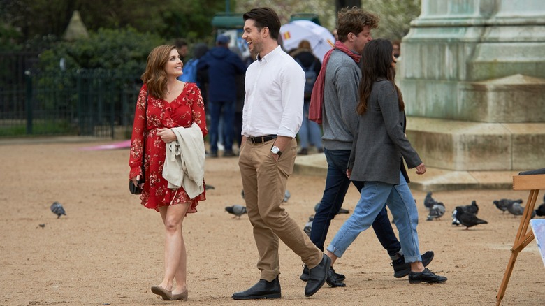 Jen Lilley and Dan Jeannotte in "Paris, Wine & Romance"