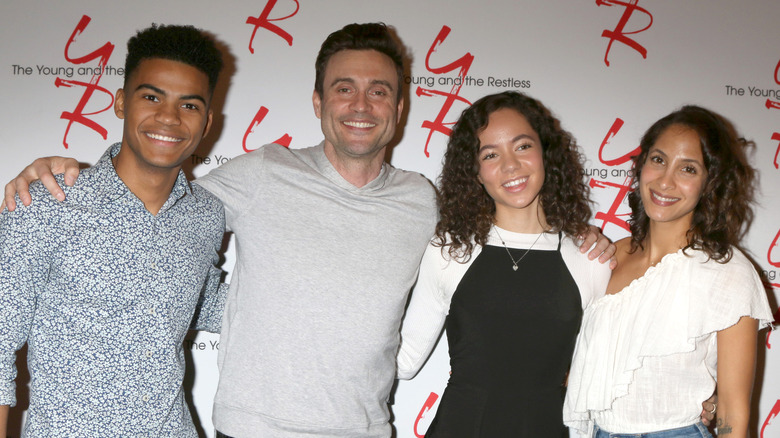 Noah Gerry, Daniel Goddard, Lexie Stevenson and Christel Khalil smiling