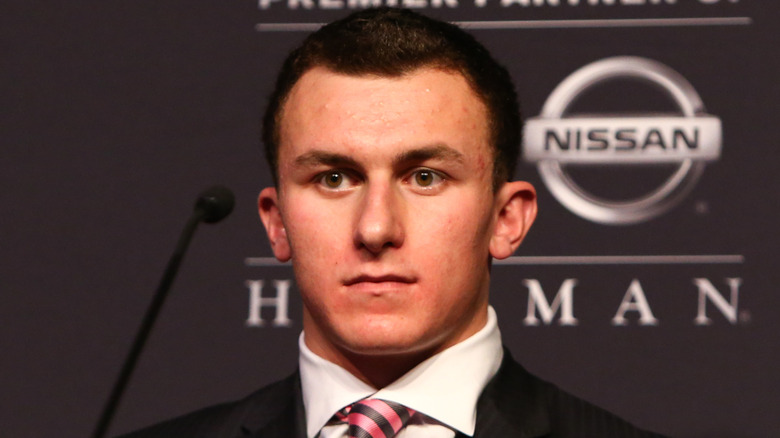 Johnny Manziel at a press conference.