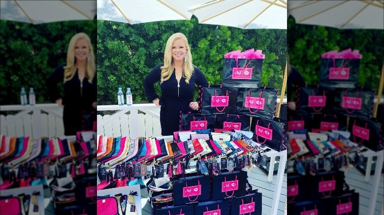 Meredith Jurica standing in front of Makeup Junkie Bags