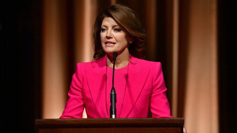 Norah O'Donnell speaking at an award ceremony in 2023