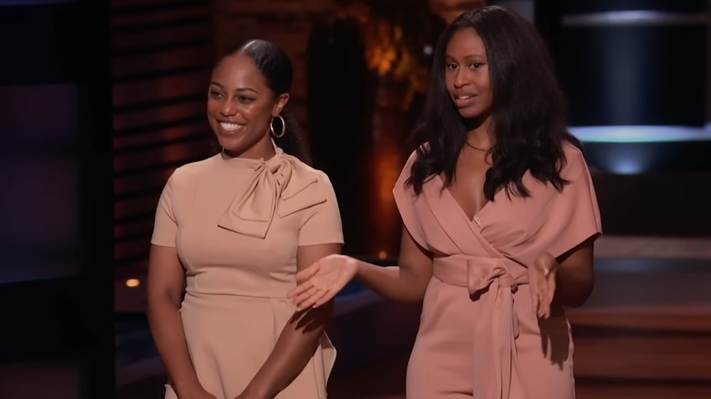 Myisha Fantroy and Alicia Scott pitching on Shark Tank