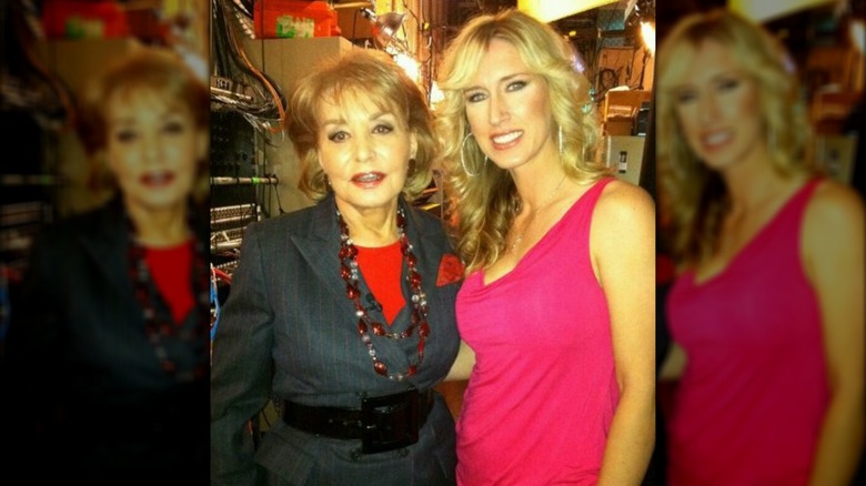 Amber Frey poses with Barbara Walters