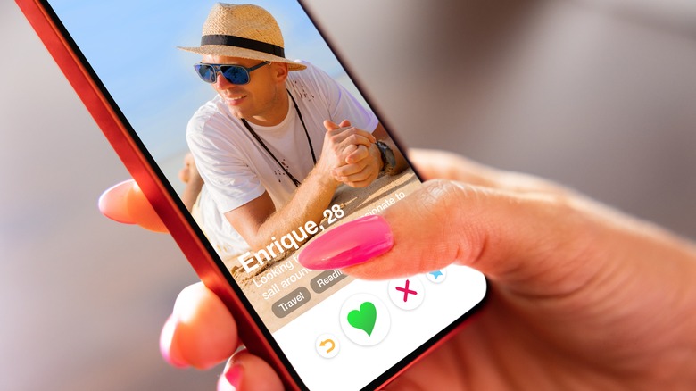 person swiping on dating app