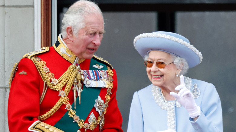 Prince Charles and Queen Elizabeth on balcony