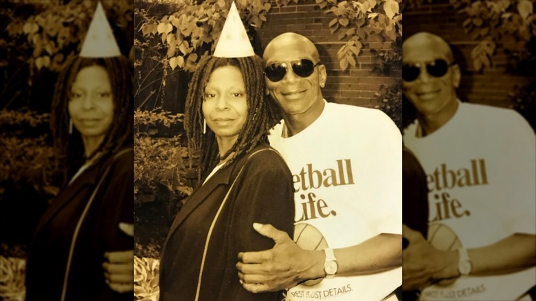 Whoopi Goldberg posing with brother Clyde K. Johnson