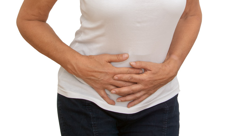 woman with stomach pain