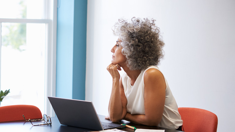 older woman thinking