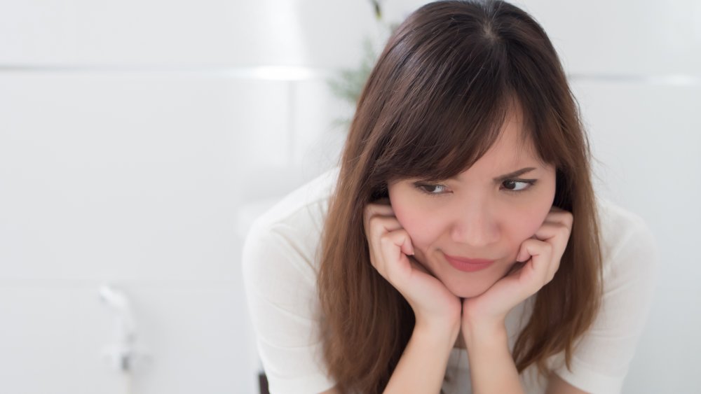 woman on toilet