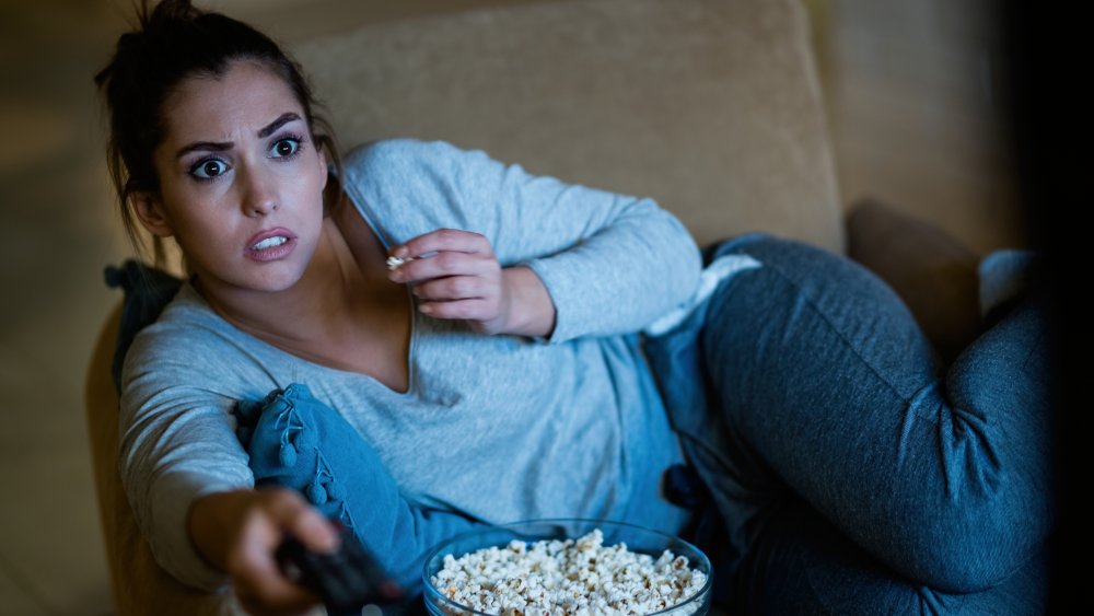 woman binge-watching Netflix