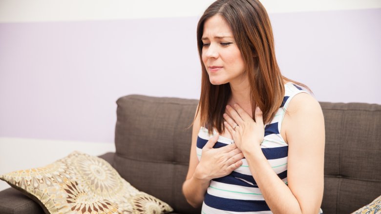 woman with heartburn