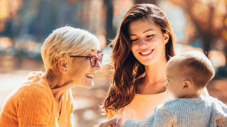 Elderly woman with family