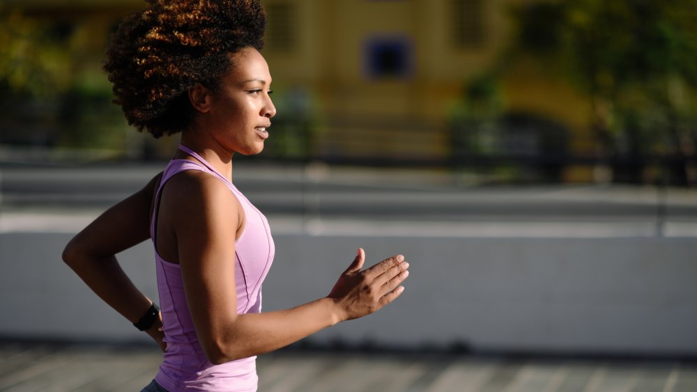 A woman going jogging