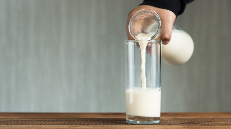 pouring milk