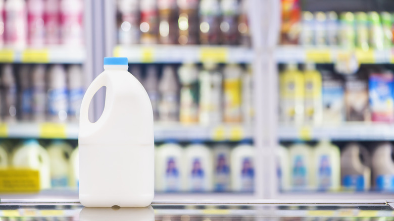 Milk jug at grocery store