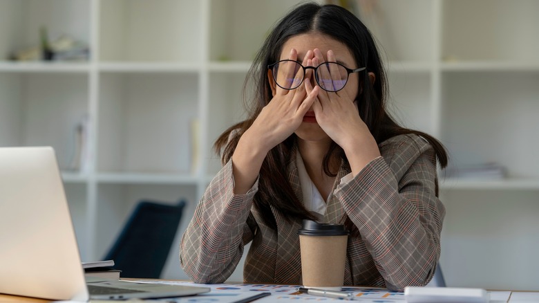 tired woman at work