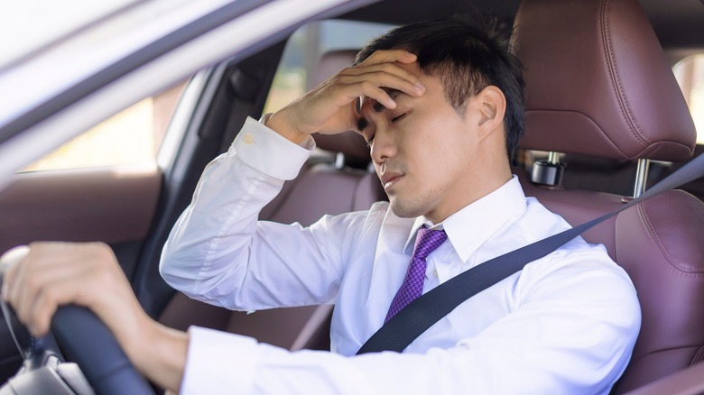 sleep deprived man driving