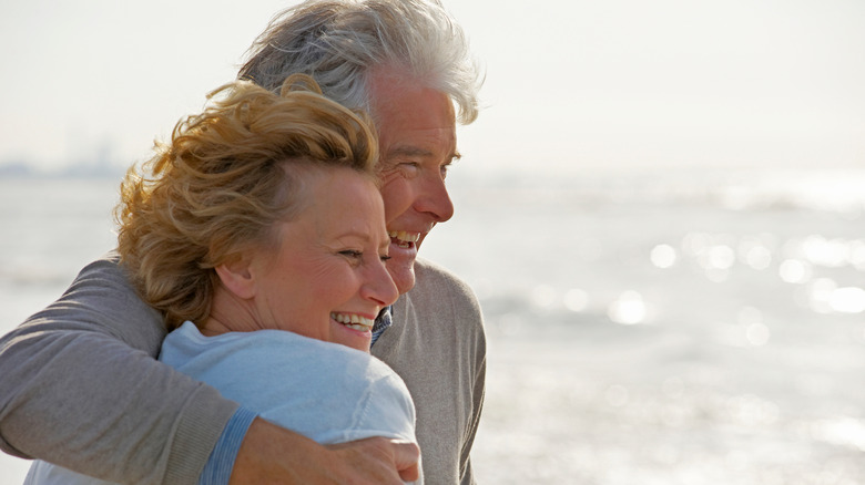 A happy senior couple on the beach