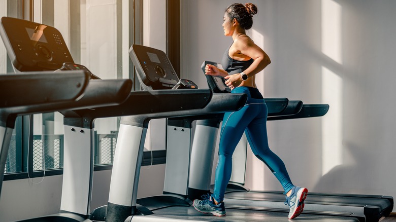 Woman running on treadmill