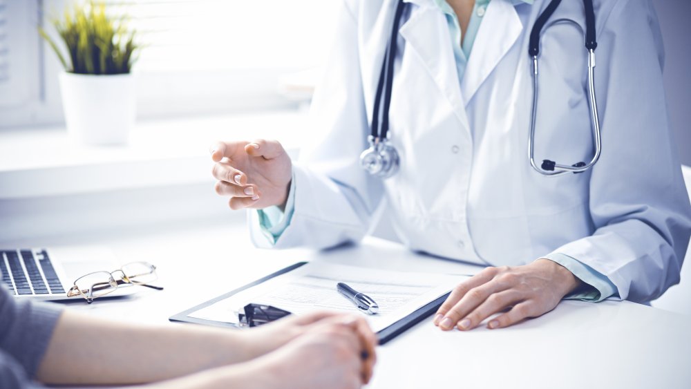 A female patient at a doctor's office