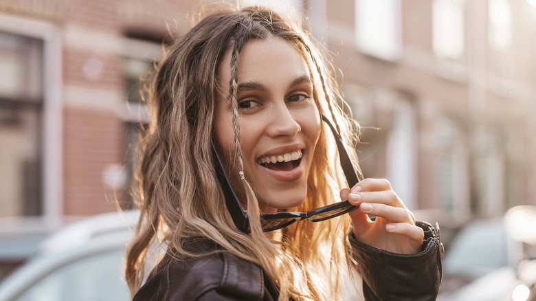 Woman with loose braids