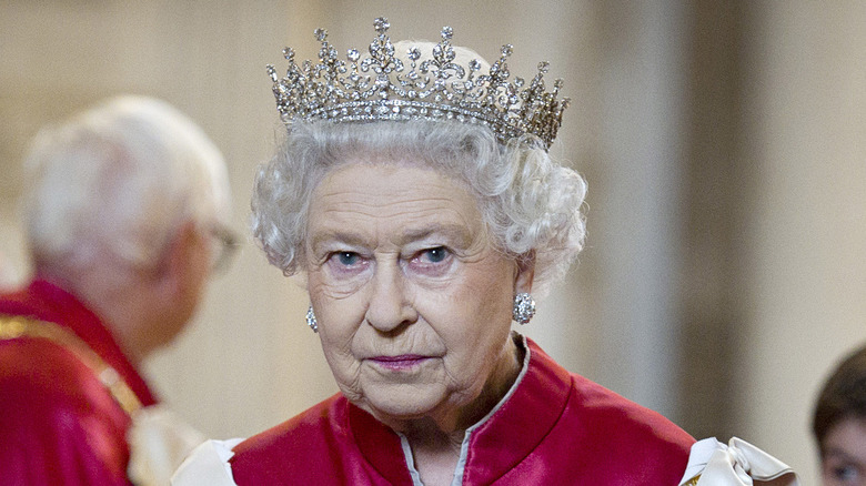 Queen Elizabeth wearing a tiara in 2012