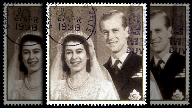 Queen Elizabeth and Prince Philip on a stamp