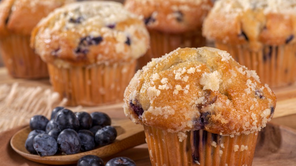 Single blueberry muffin