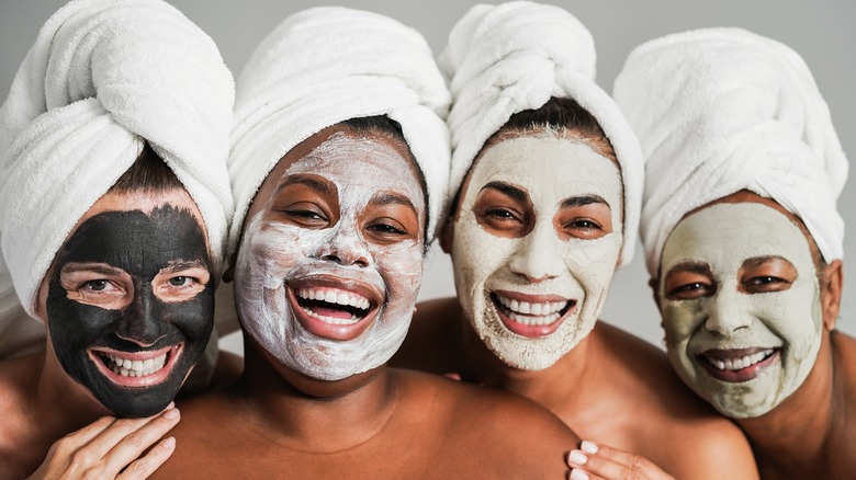 Women selfie with skincare masks