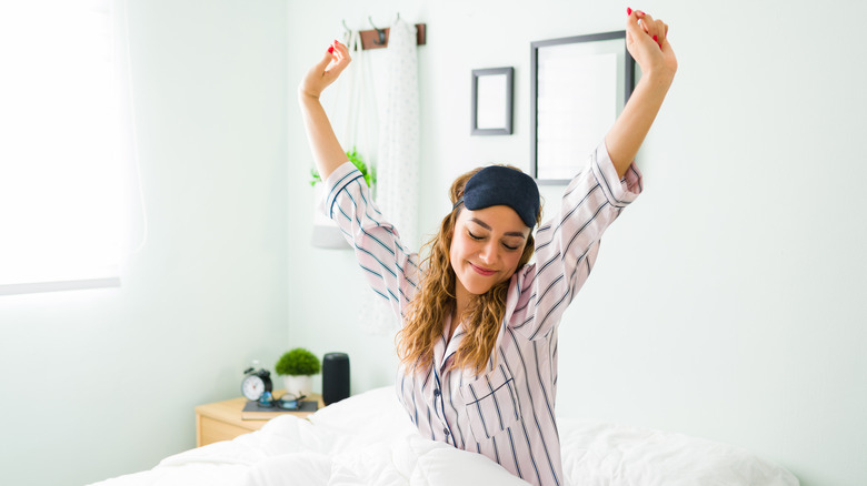 woman stretching in the morning