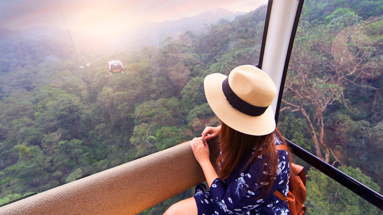 A woman traveling with a view