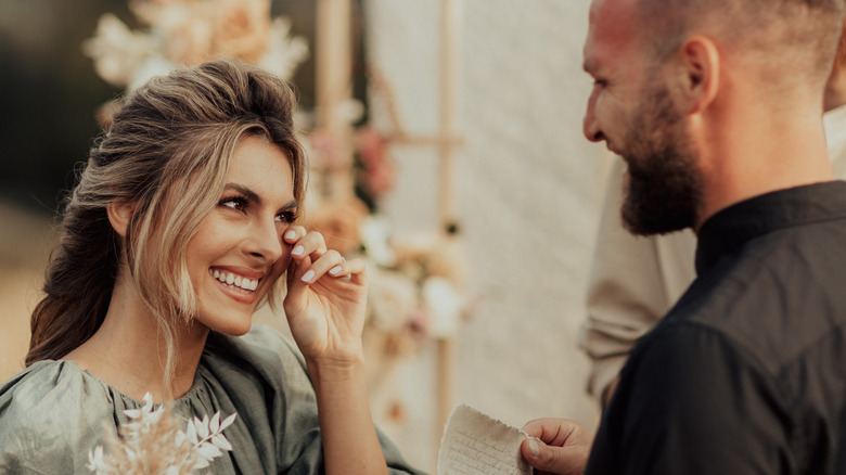 smiling couple intimate ceremony