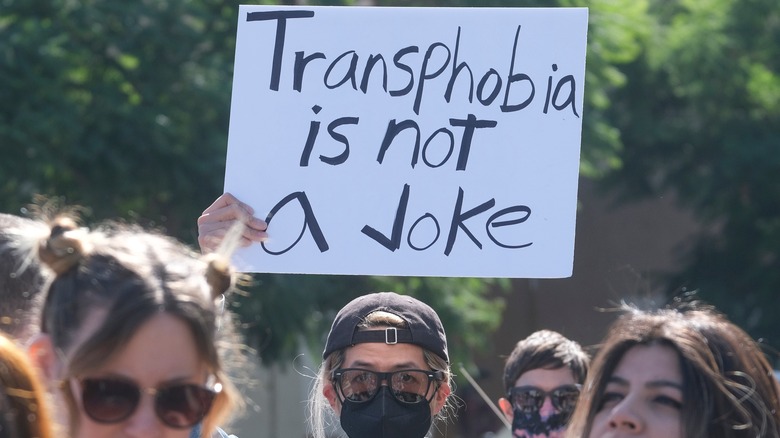 protester at Netflix walkout