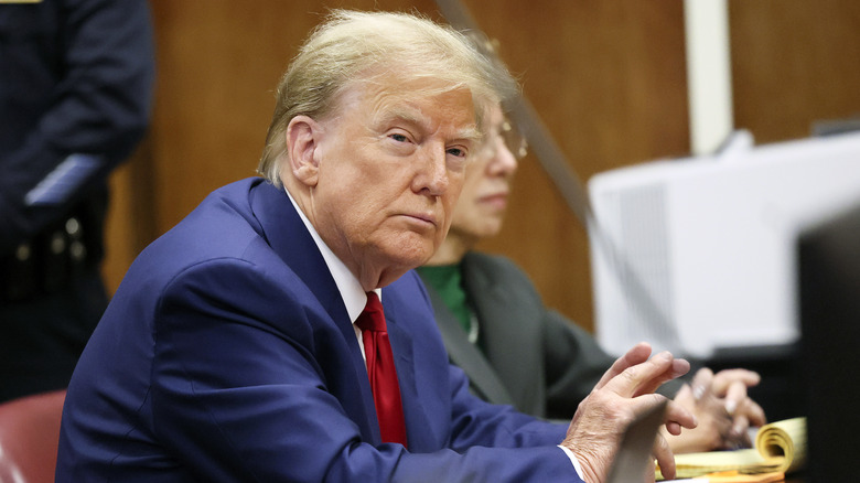 Donald Trump inside a courtroom