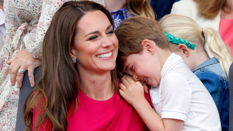 Princess Catherine holding Prince Louis