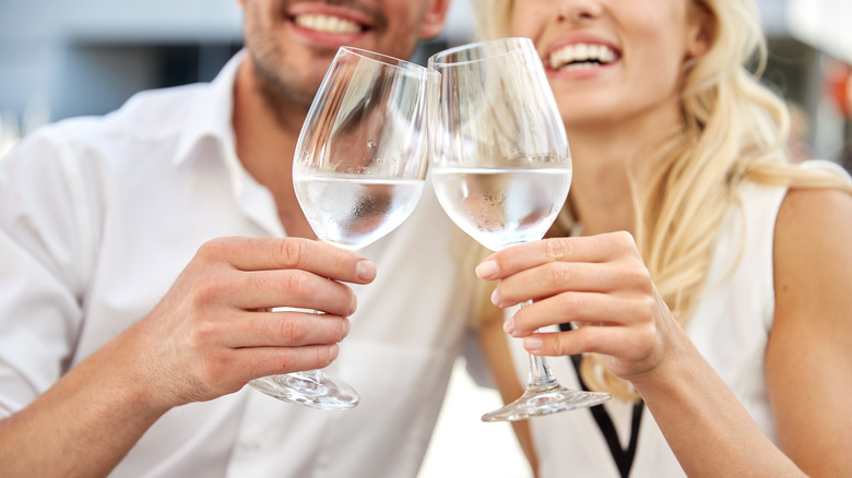 Couple drinking water