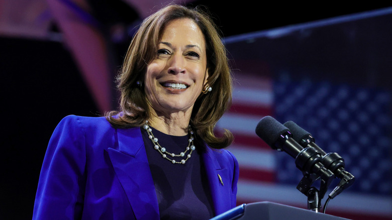 Kamala Harris speaking at campaign rally in Las Vegas, Nevada 2024