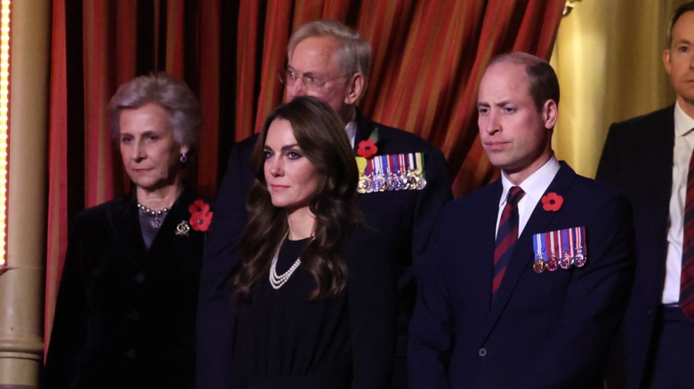 Duchess of Gloucester, Kate Middleton, Prince William frowning