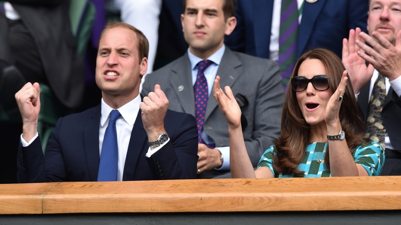 Prince William Kate Middleton cheering at Wimbledon