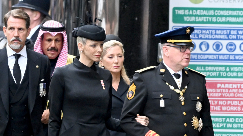 Albert and Charlene at Elizabeth's funeral 