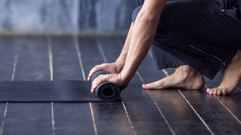 dark yoga mat