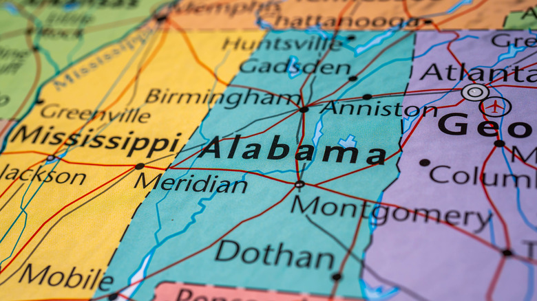 Alabama on map