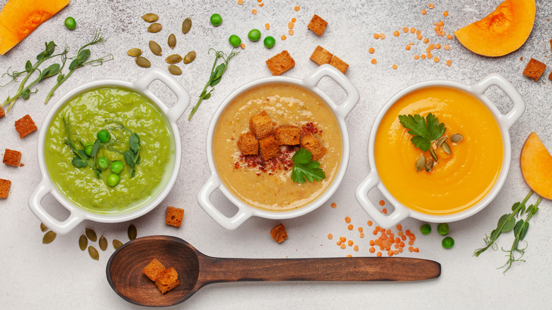 Various vegetable soups