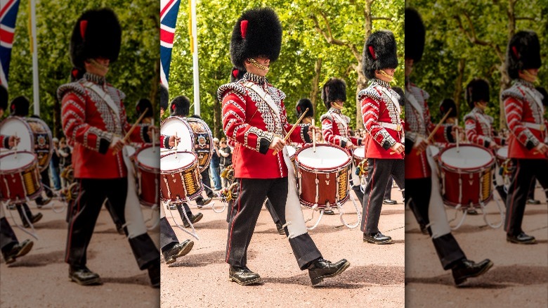 Solider marching with a drum