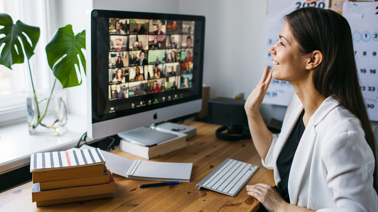 Woman on zoom work meeting 