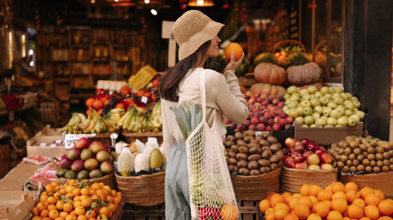 Woman grocery shopping