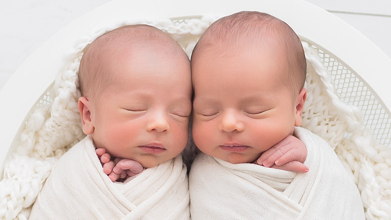 Twin babies asleep